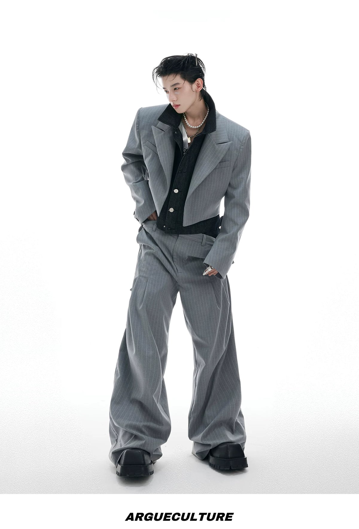Deconstructed Striped Suit Separates | Grey Streetwear - description image 13