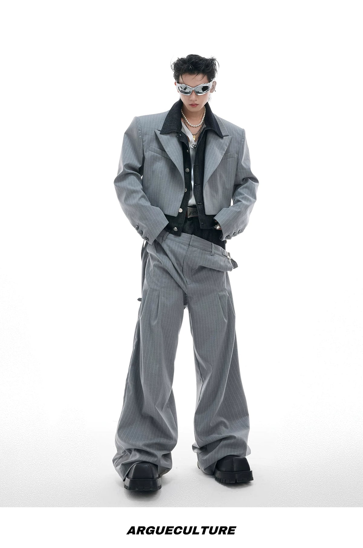 Deconstructed Striped Suit Separates | Grey Streetwear - description image 14