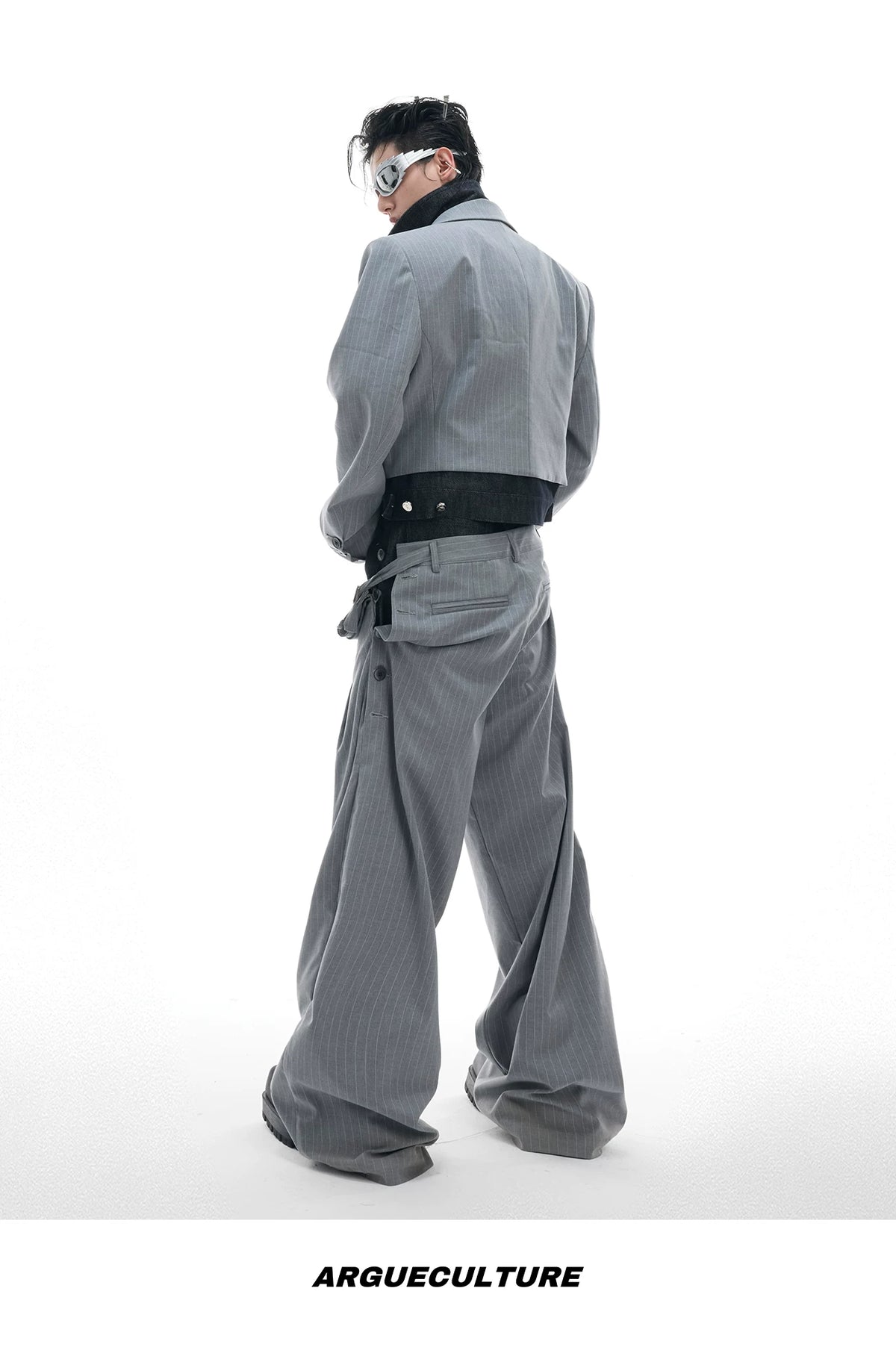 Deconstructed Striped Suit Separates | Grey Streetwear - description image 15