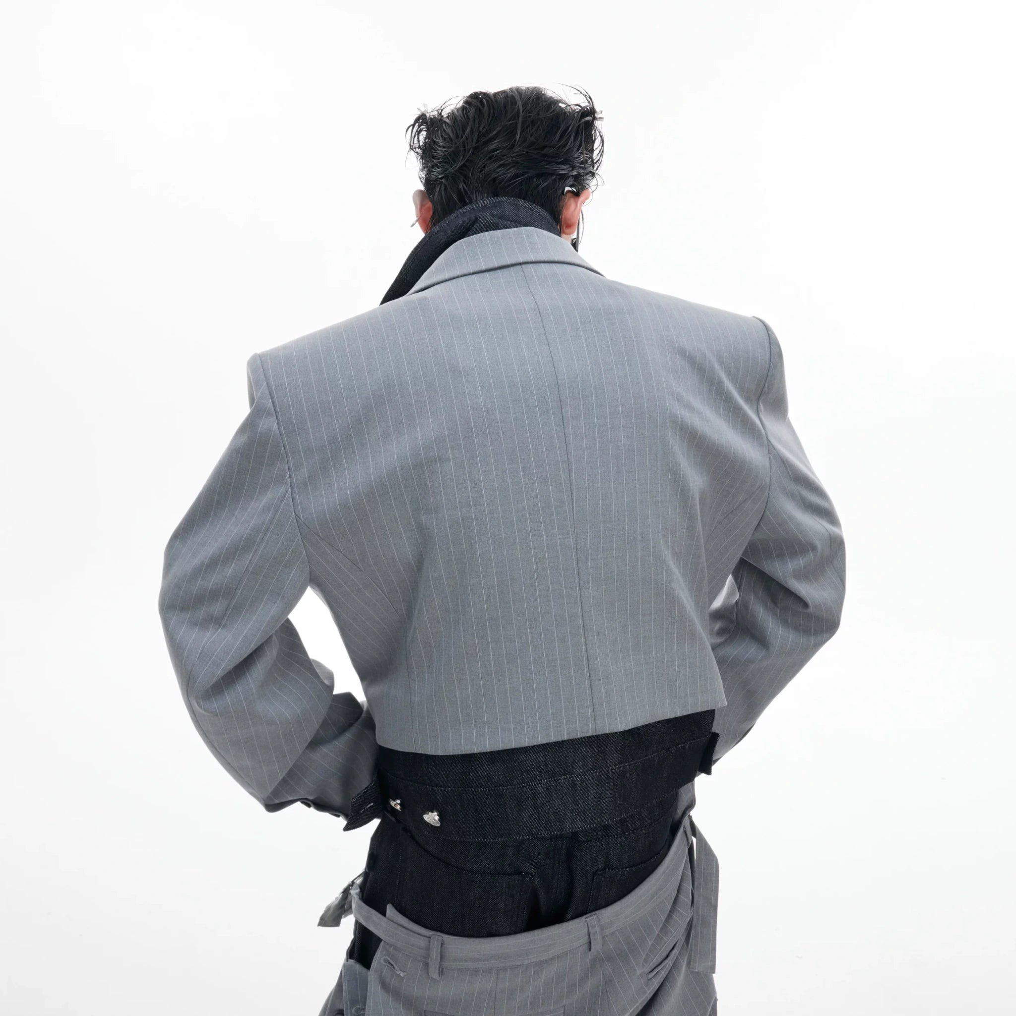 Deconstructed Striped Suit Separates | Grey Streetwear - main image 5