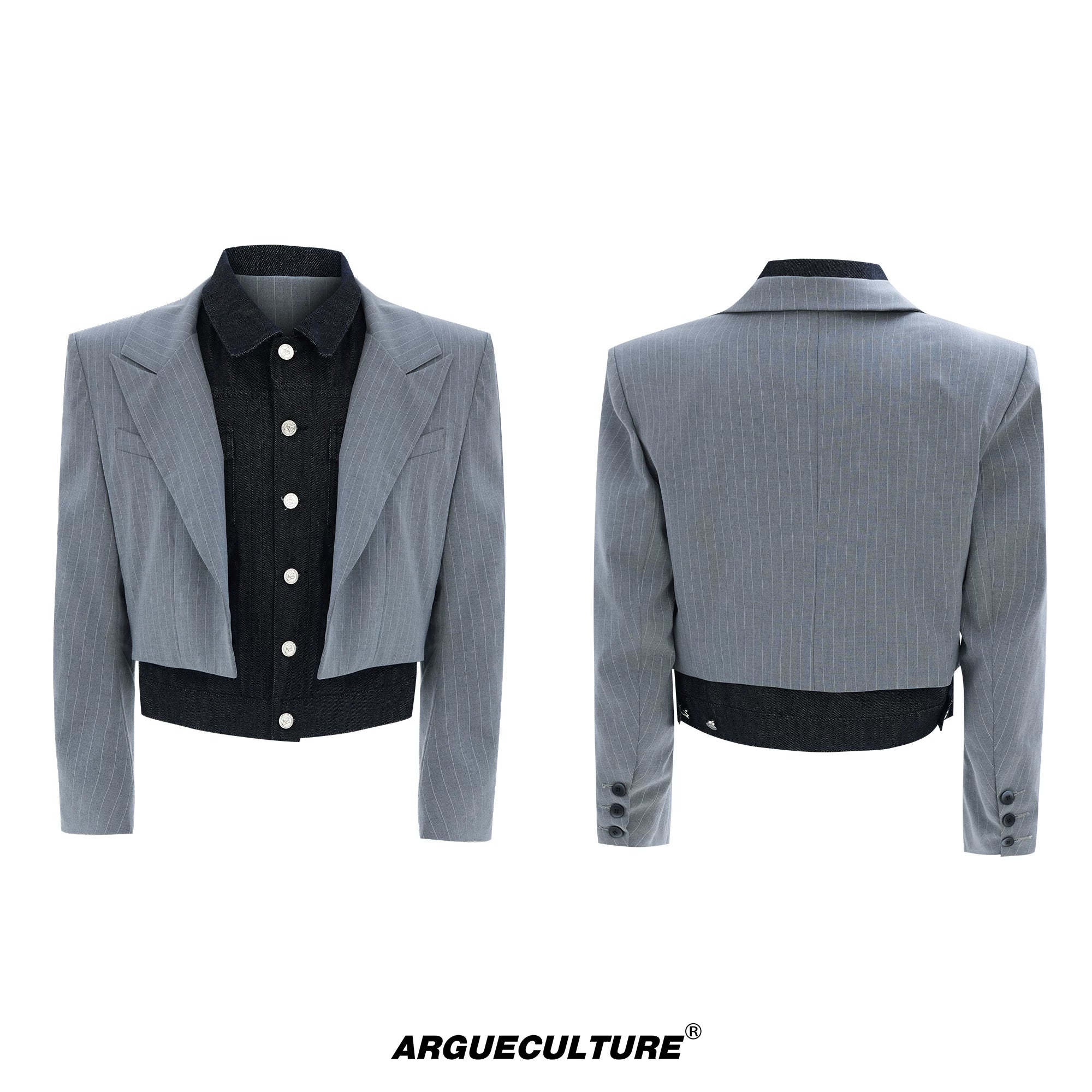 Deconstructed Striped Suit Separates | Grey Streetwear - Grey Jacket