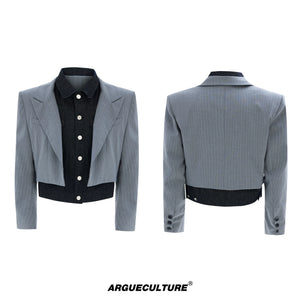 Deconstructed Striped Suit Separates | Grey Streetwear - Grey Jacket