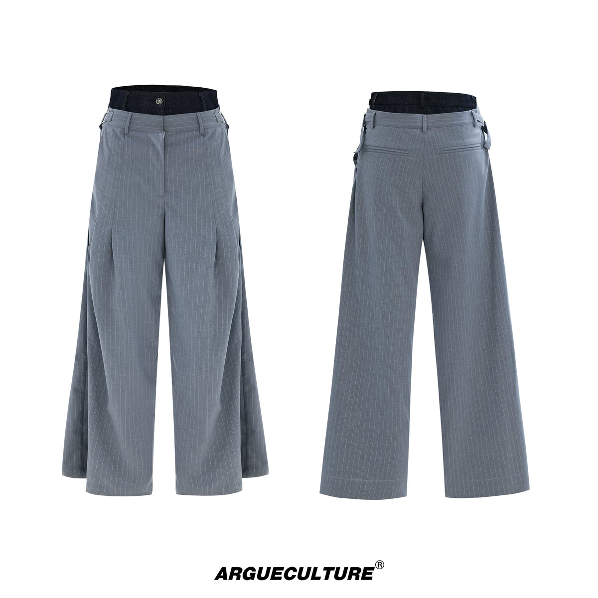 Deconstructed Striped Suit Separates | Grey Streetwear - Grey Pants
