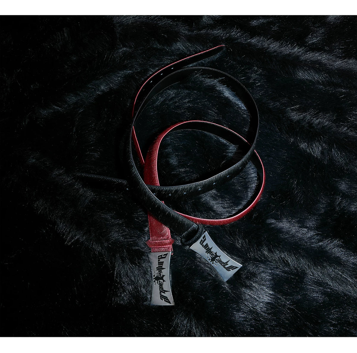 Vintage Horsehair Leather Belt with Metal Plaque - description image 6