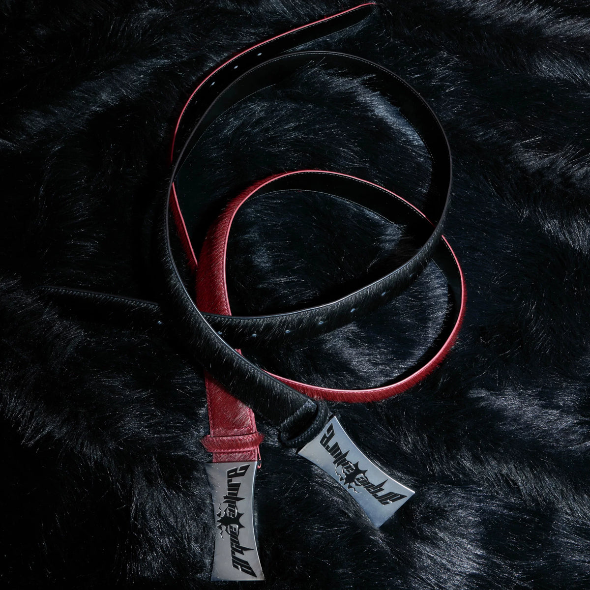 Vintage Horsehair Leather Belt with Metal Plaque - main image 5