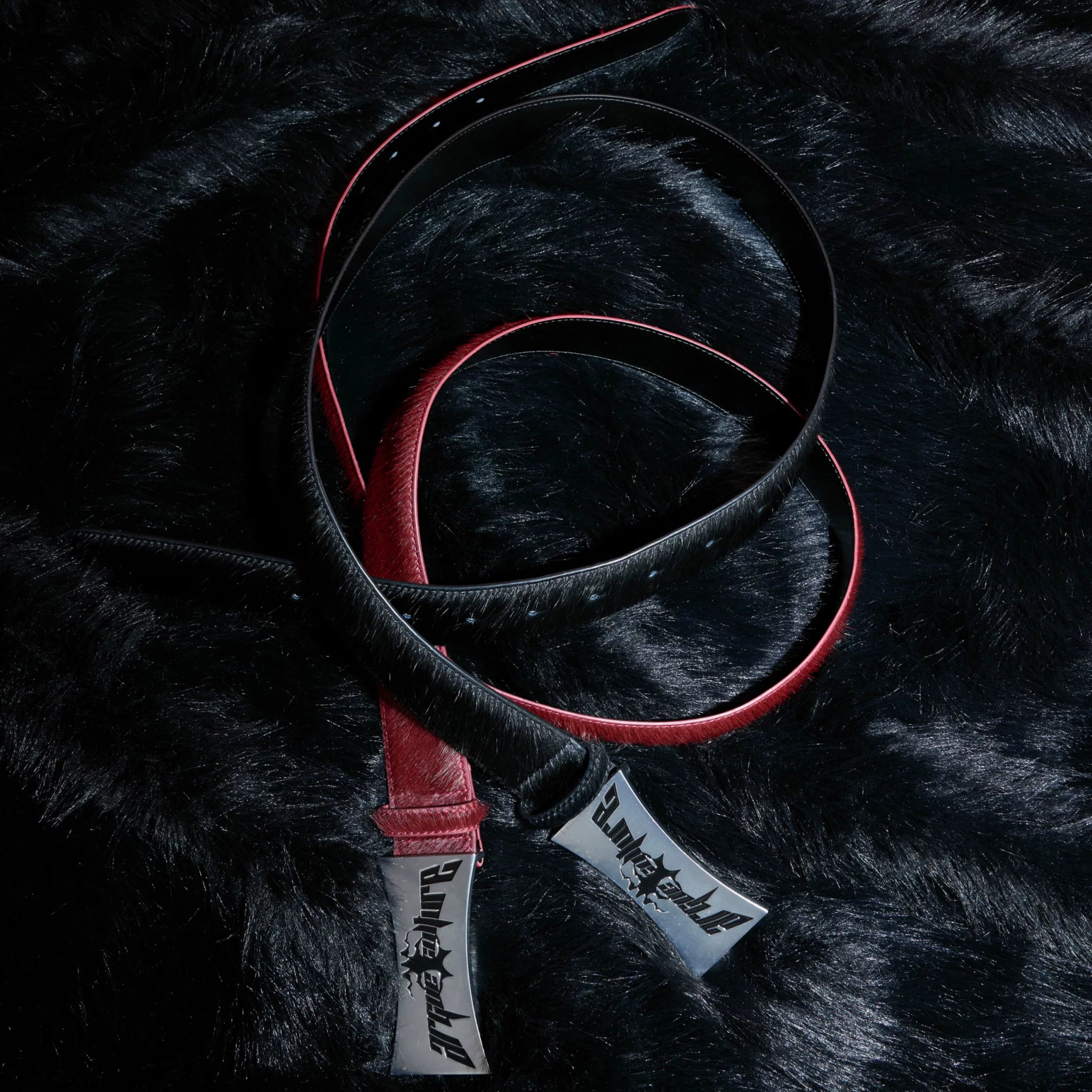 Vintage Horsehair Leather Belt with Metal Plaque - main image 5