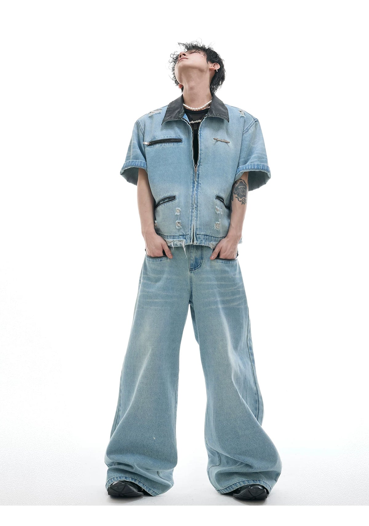 Washed Denim Jacket and Trouser Set | Streetwear - description image 6