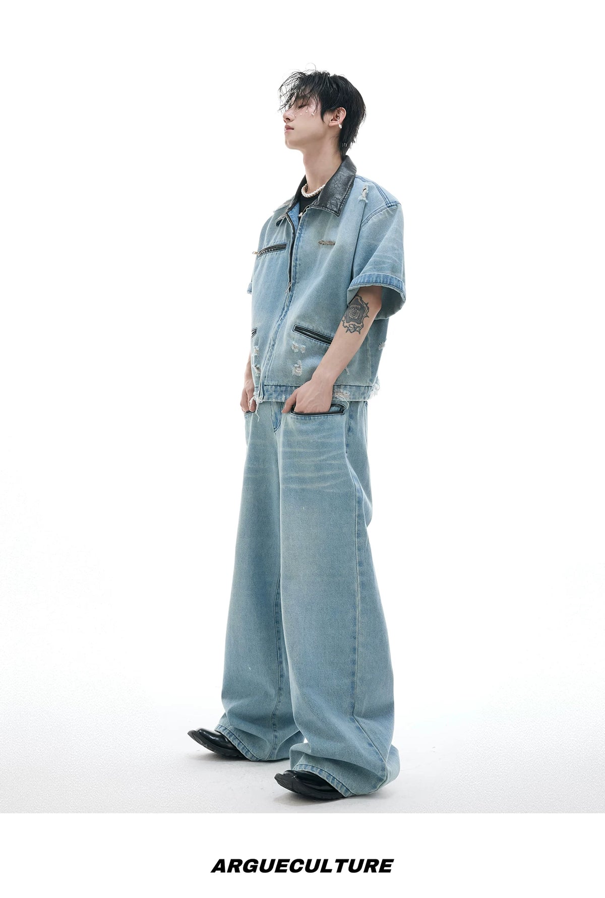 Washed Denim Jacket and Trouser Set | Streetwear - description image 7