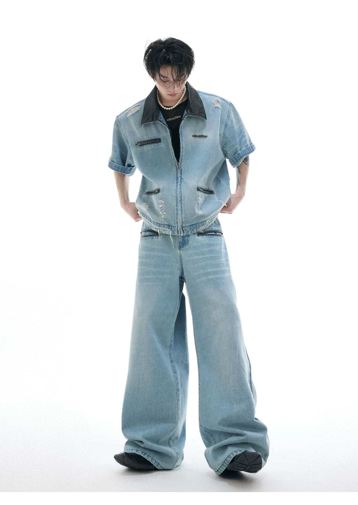 Washed Denim Jacket and Trouser Set | Streetwear - description image 8