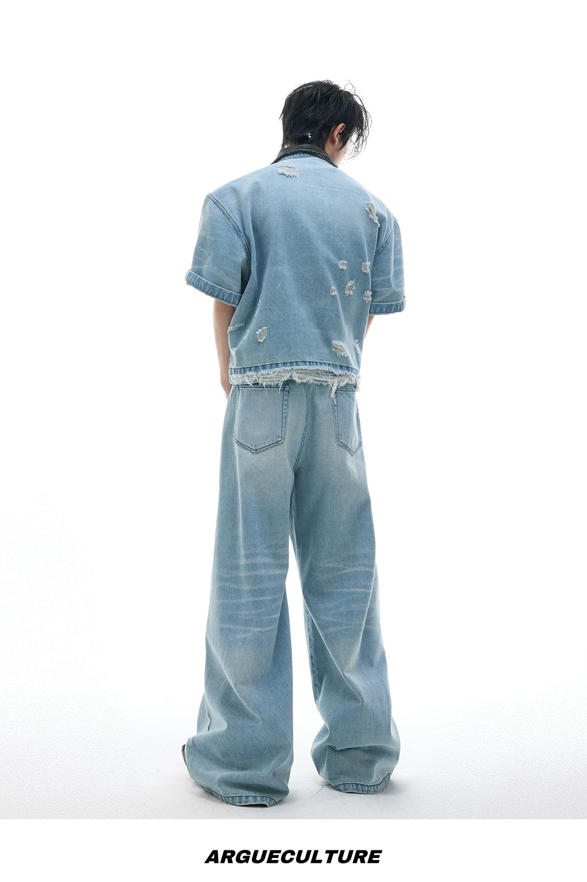 Washed Denim Jacket and Trouser Set | Streetwear - description image 11