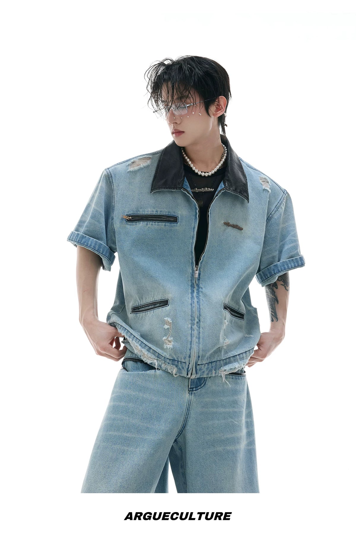 Washed Denim Jacket and Trouser Set | Streetwear - description image 12