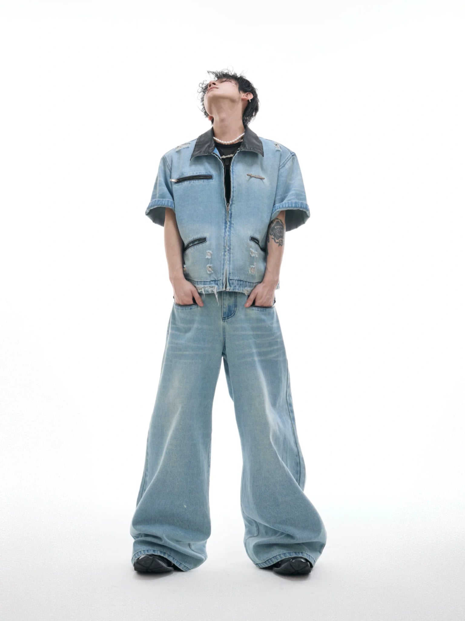 Washed Denim Jacket and Trouser Set | Streetwear - main image 1