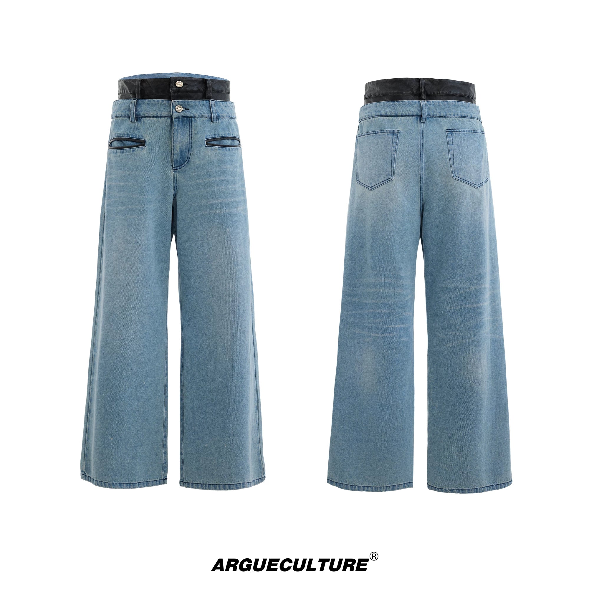 Washed Denim Jacket and Trouser Set | Streetwear - Washed Blue Trousers