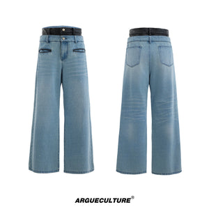 Washed Denim Jacket and Trouser Set | Streetwear - Washed Blue Trousers