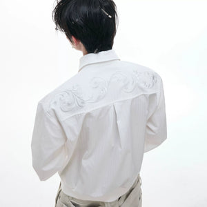 Embroidered Short Shirt Jacket in Black or White - main image 2