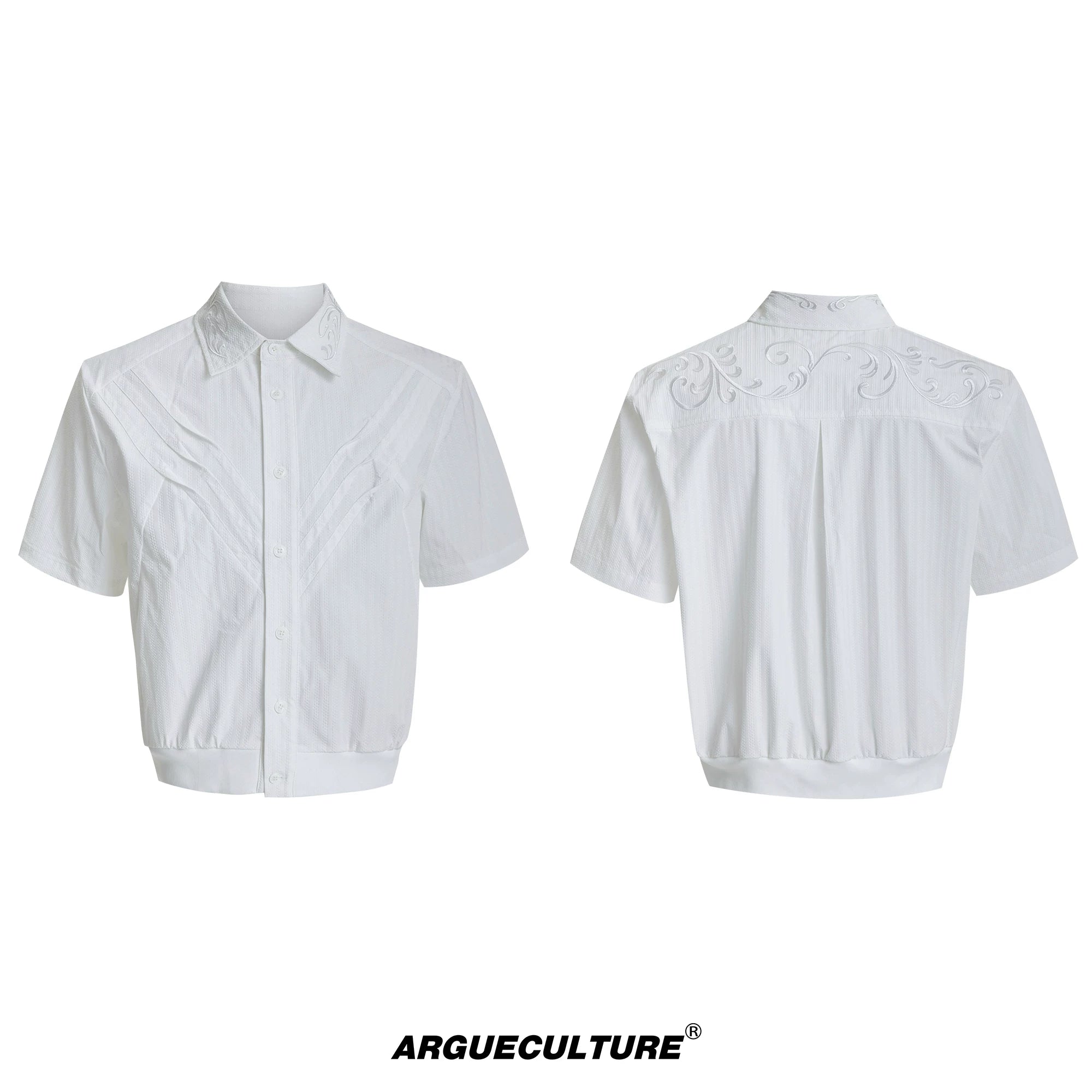 Embroidered Short Shirt Jacket in Black or White - White Short Sleeve Jacket