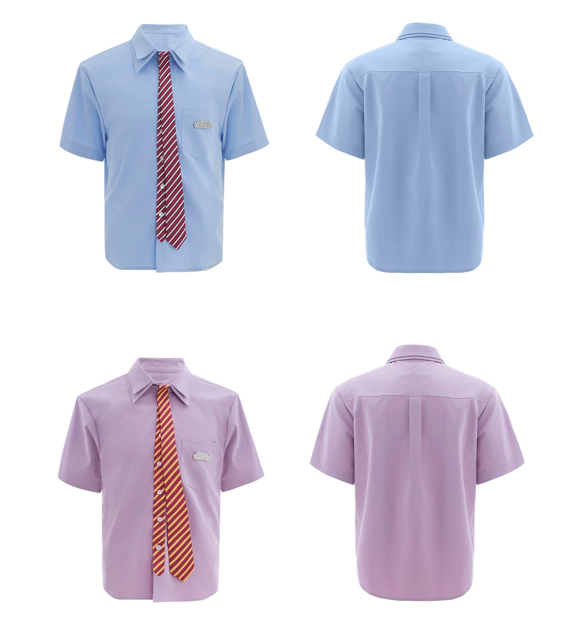 Relaxed Double-Collar Tie Shirt in Lavender - description image 15