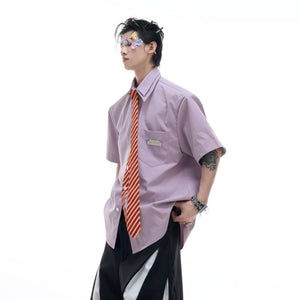 Relaxed Double-Collar Tie Shirt in Lavender - main image 3