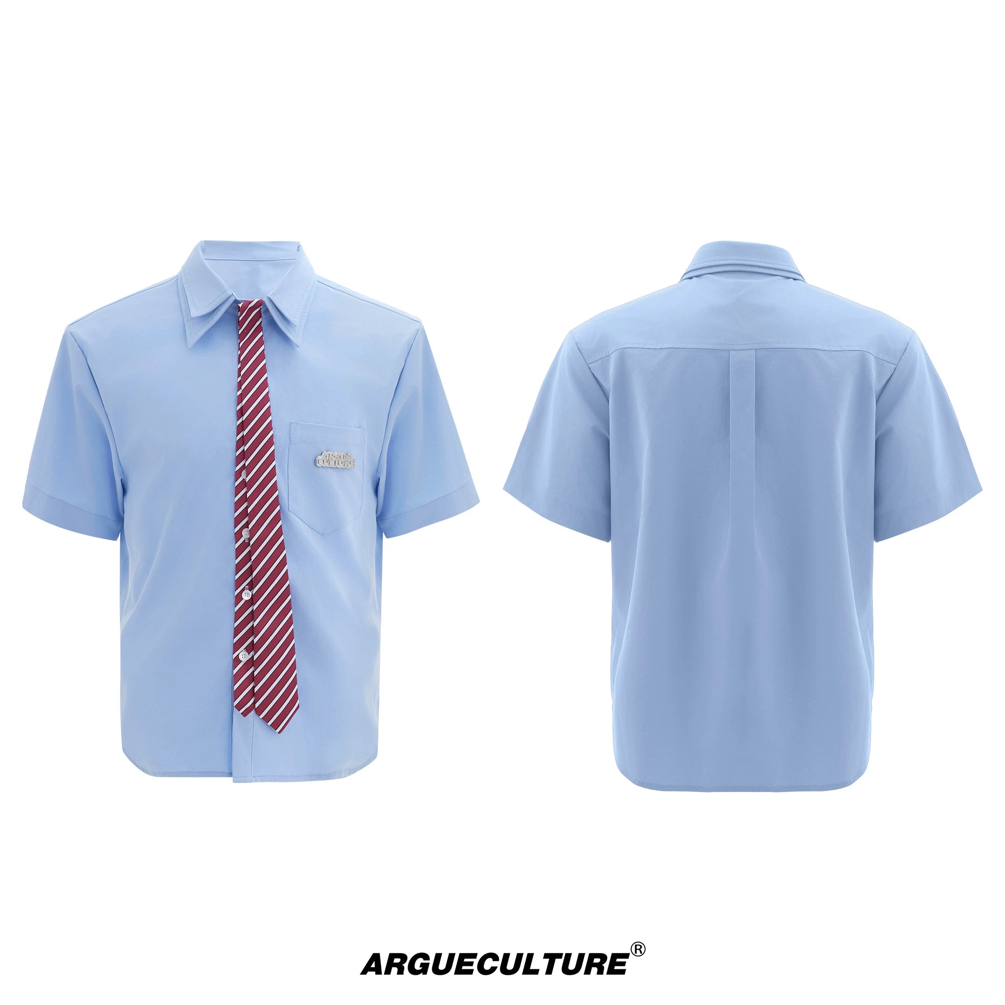 Relaxed Double-Collar Tie Shirt in Lavender - Blue