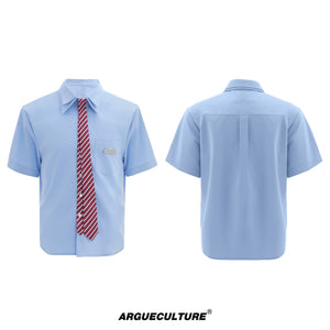 Relaxed Double-Collar Tie Shirt in Lavender - Blue