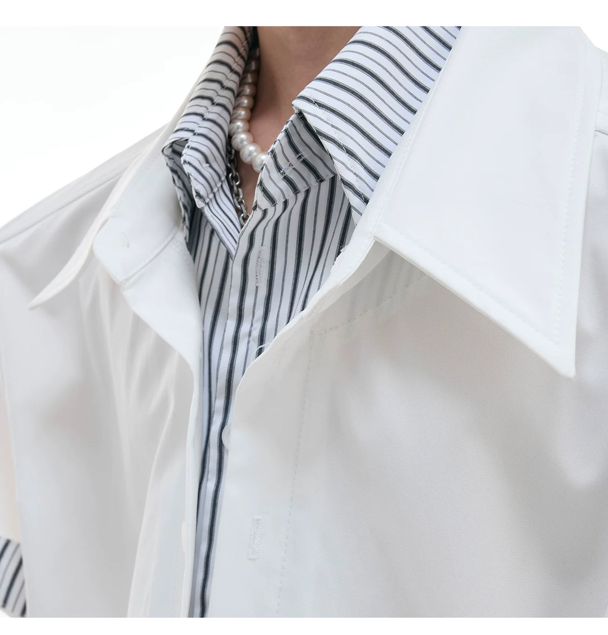 Relaxed Striped Faux Two-Piece Short-Sleeve Shirt - description image 4