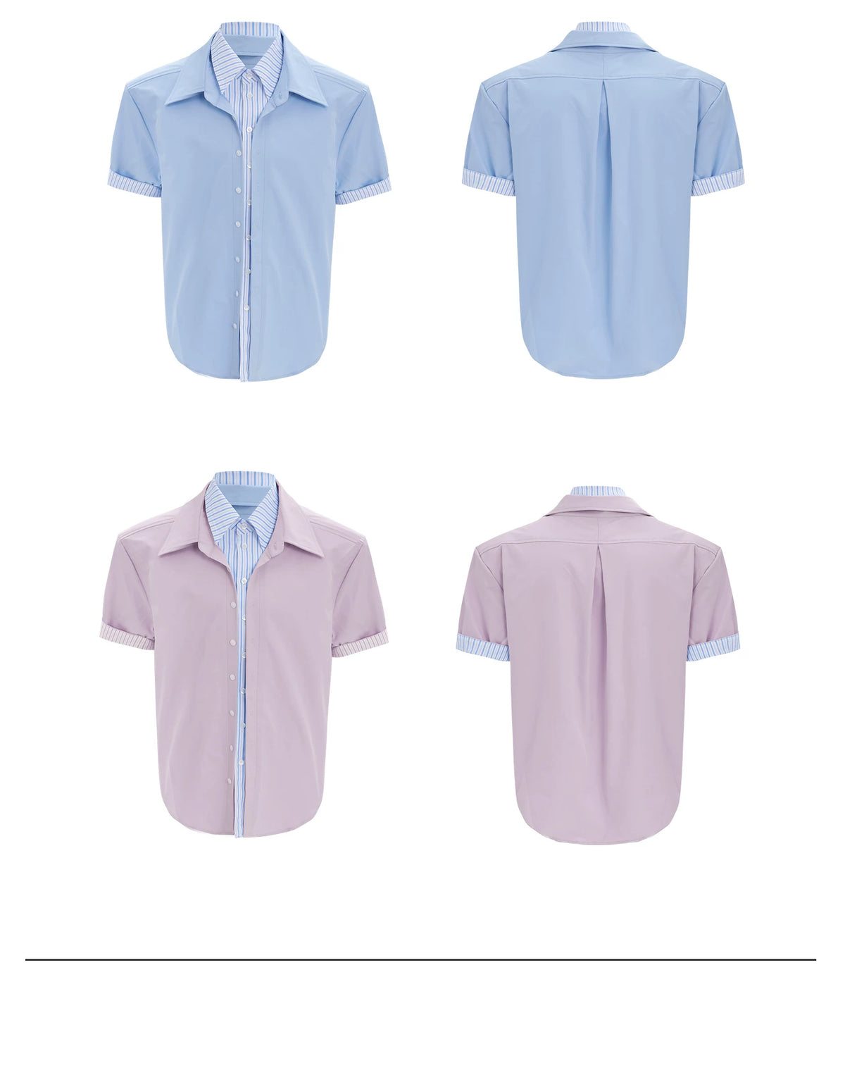 Relaxed Striped Faux Two-Piece Short-Sleeve Shirt - description image 10