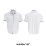 Relaxed Striped Faux Two-Piece Short-Sleeve Shirt - White