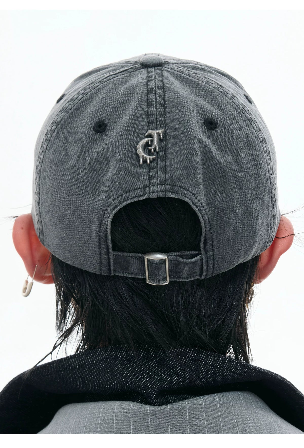 Washed Cotton Layered-Brim Baseball Cap in Gray - description image 5