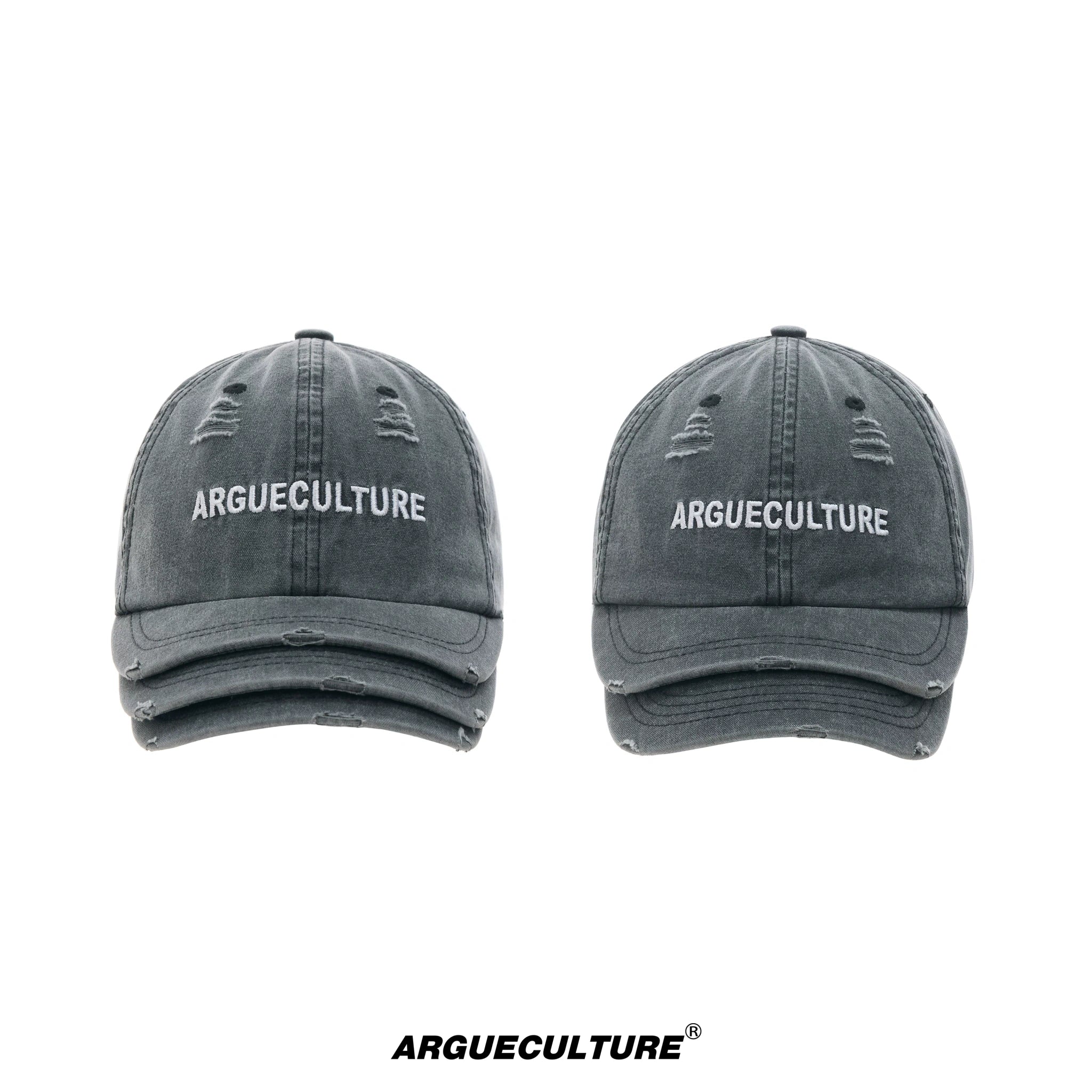 Washed Cotton Layered-Brim Baseball Cap in Gray - main image 1