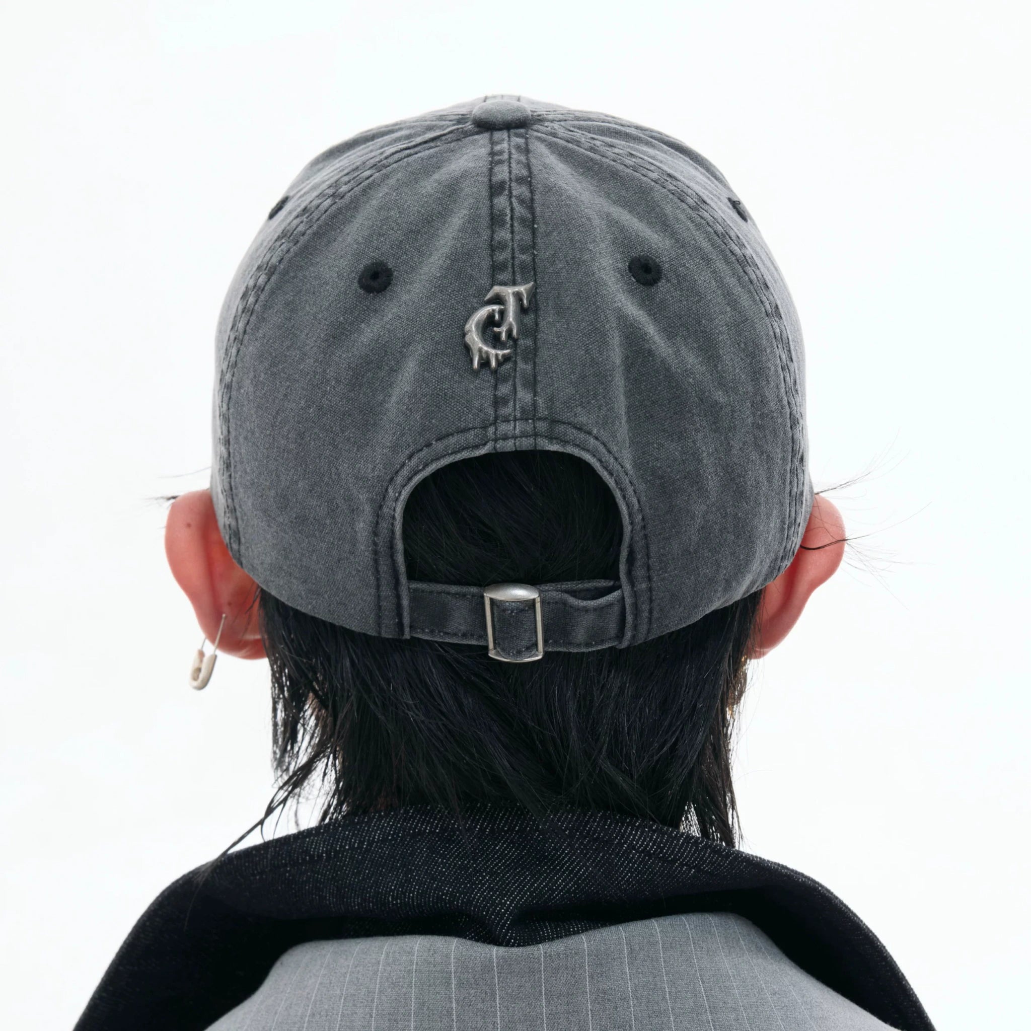 Washed Cotton Layered-Brim Baseball Cap in Gray - main image 4