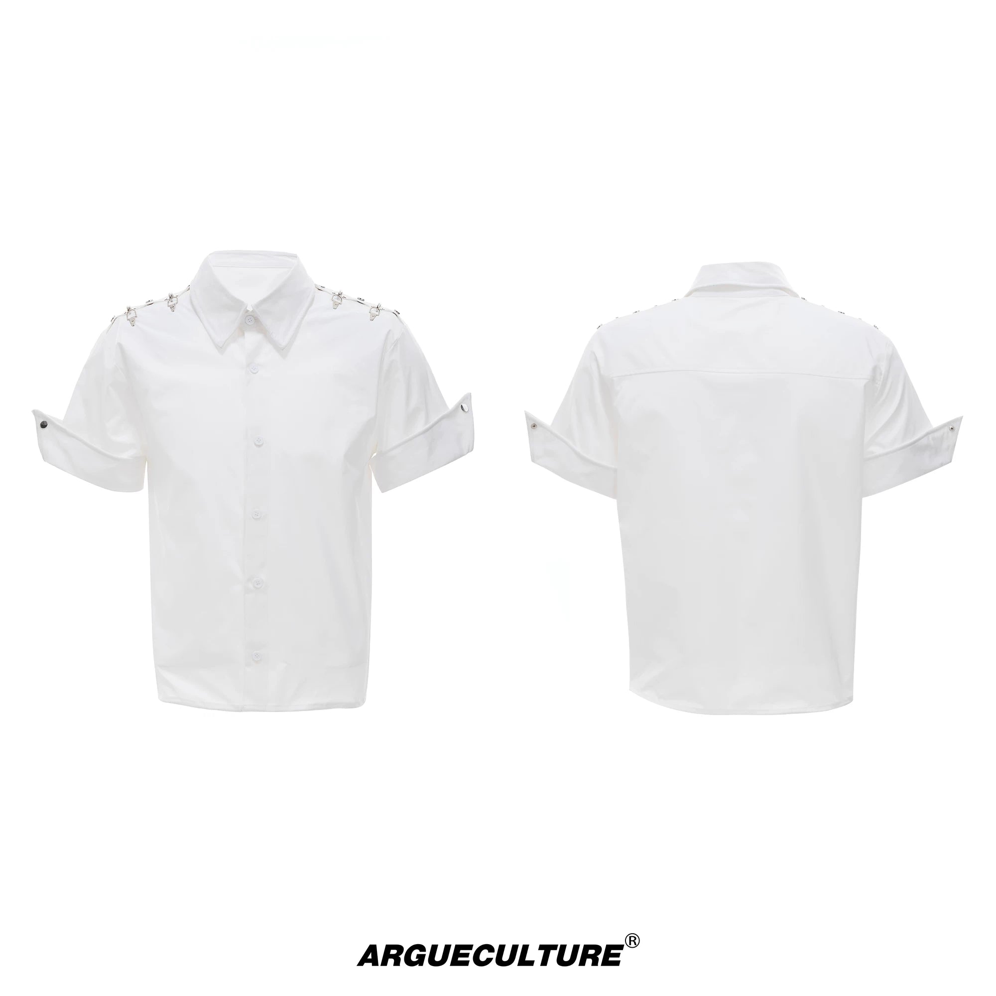 Relaxed Metal Buckle Short-Sleeve Shirt | Unisex - White
