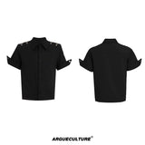 Relaxed Metal Buckle Short-Sleeve Shirt | Unisex - Black