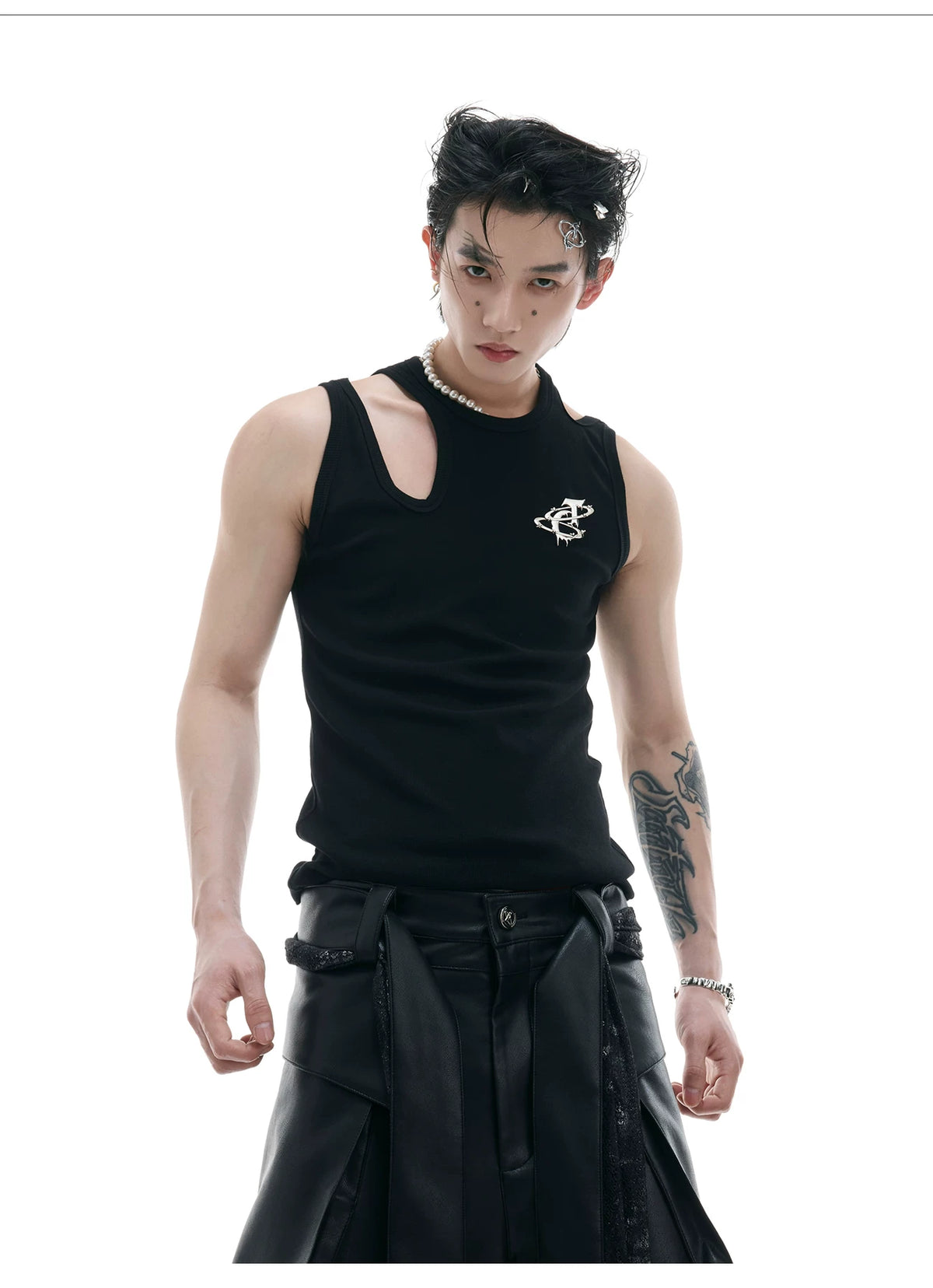 Cutout Metal-Detail Tank Vest | Argue Culture - description image 2