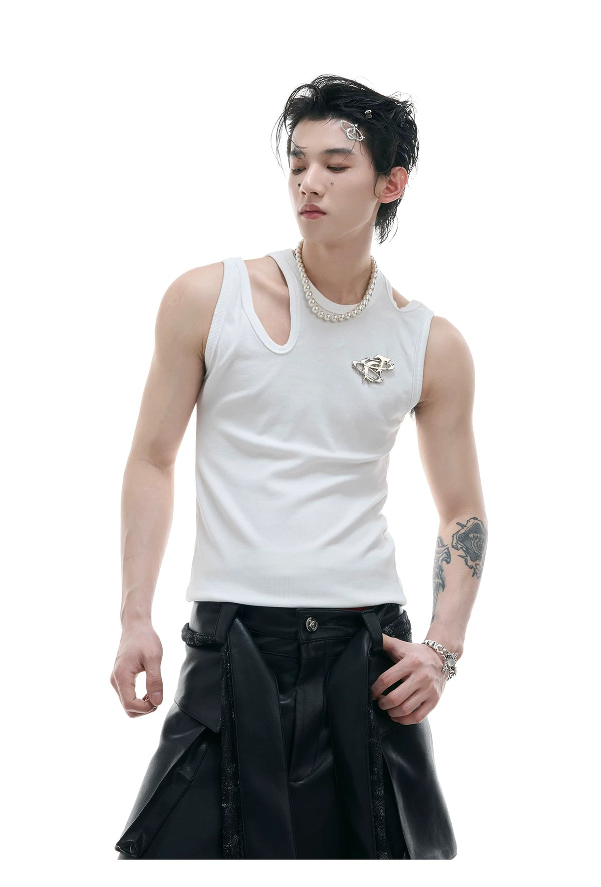 Cutout Metal-Detail Tank Vest | Argue Culture - description image 5