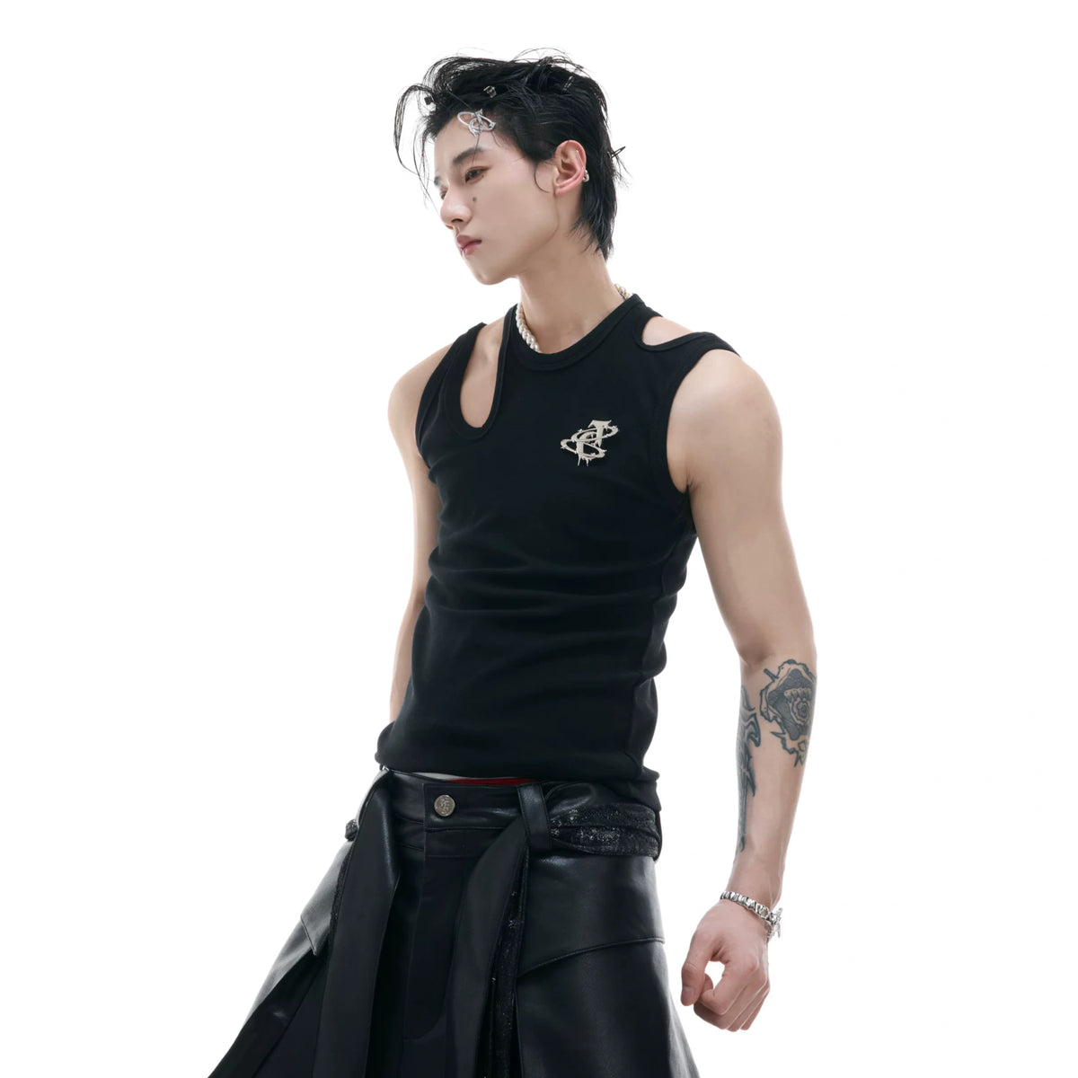 Cutout Metal-Detail Tank Vest | Argue Culture - main image 1