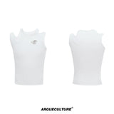 Cutout Metal-Detail Tank Vest | Argue Culture - White Vest