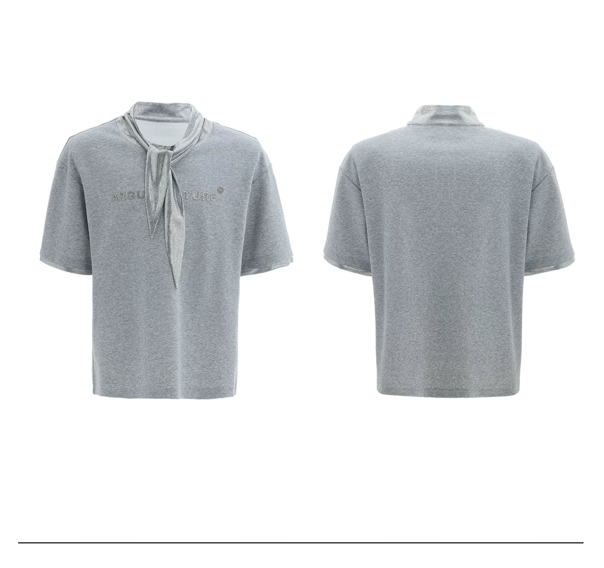 Metallic Tie Graphic T-Shirt | Relaxed Cotton Tee - description image 14