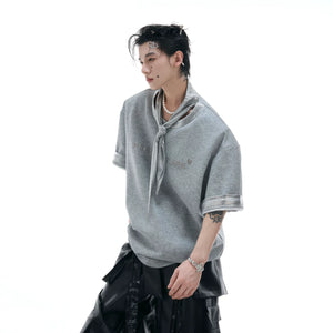 Metallic Tie Graphic T-Shirt | Relaxed Cotton Tee - main image 3