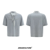 Metallic Tie Graphic T-Shirt | Relaxed Cotton Tee - Silver Gray