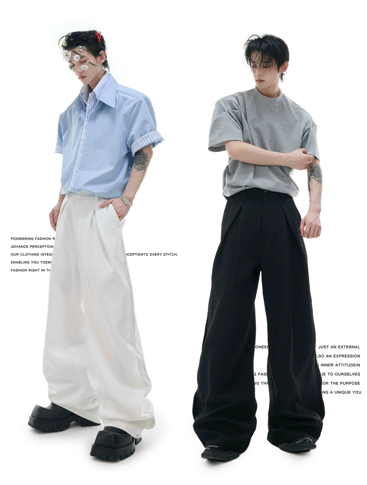 Relaxed Wide-Leg Embroidered Trousers | Avant-Garde - description image 2