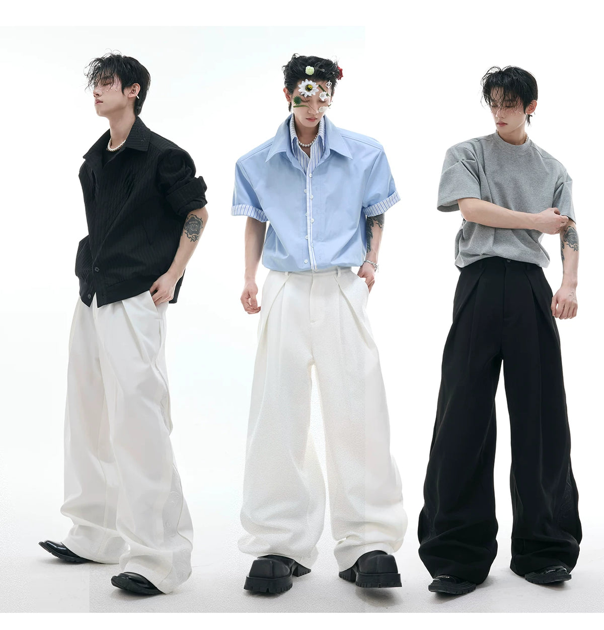 Relaxed Wide-Leg Embroidered Trousers | Avant-Garde - description image 4