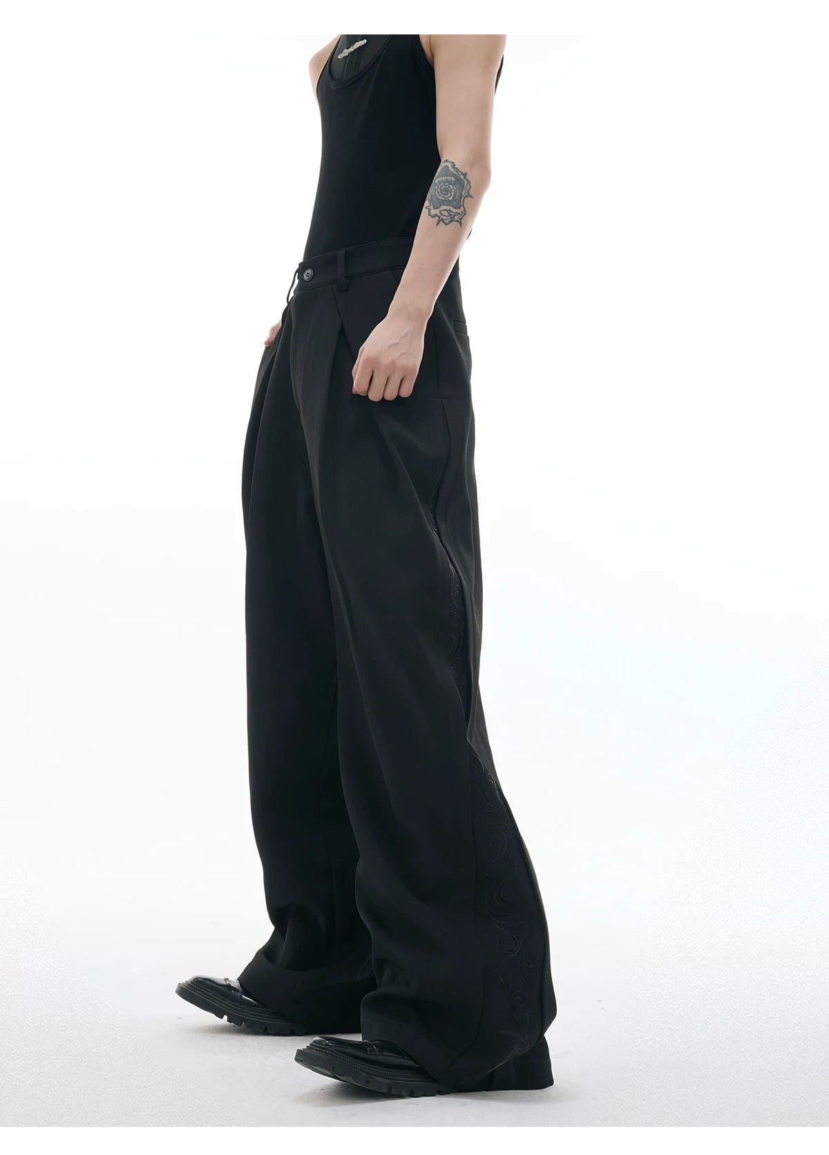Relaxed Wide-Leg Embroidered Trousers | Avant-Garde - description image 5