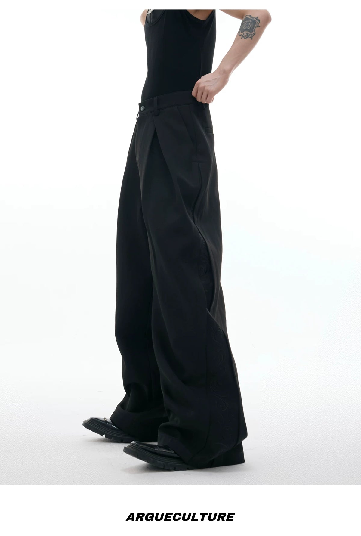 Relaxed Wide-Leg Embroidered Trousers | Avant-Garde - description image 9