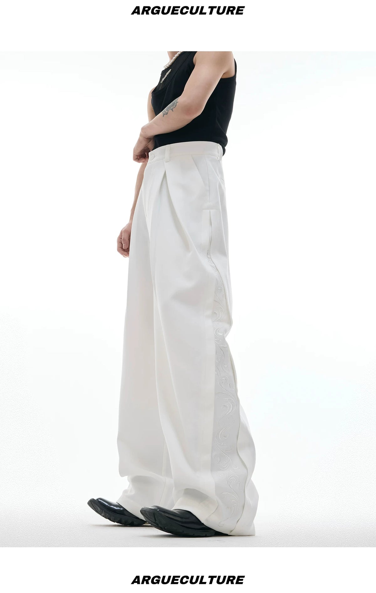 Relaxed Wide-Leg Embroidered Trousers | Avant-Garde - description image 11