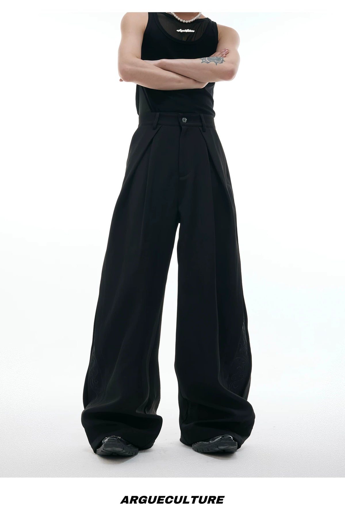 Relaxed Wide-Leg Embroidered Trousers | Avant-Garde - description image 14