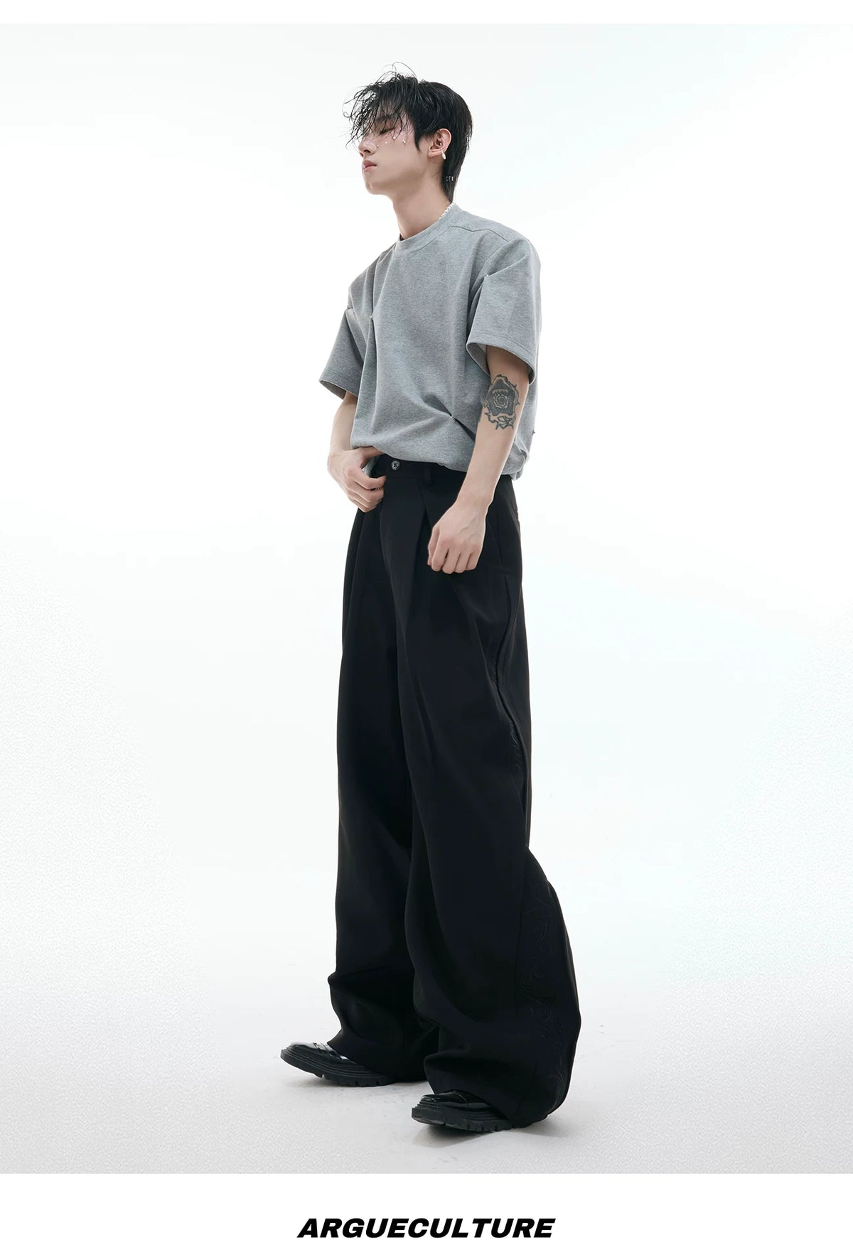 Relaxed Wide-Leg Embroidered Trousers | Avant-Garde - description image 15