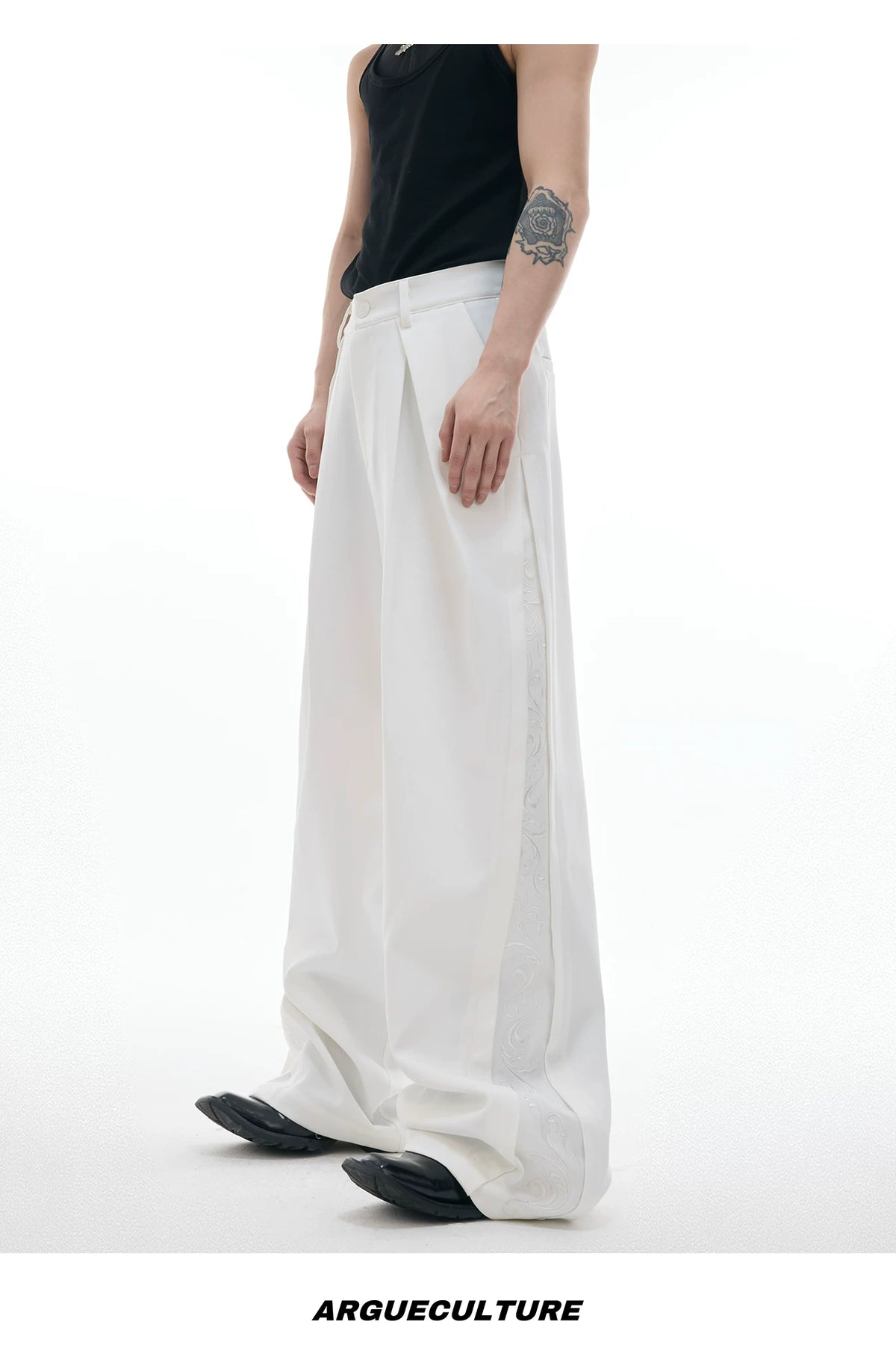 Relaxed Wide-Leg Embroidered Trousers | Avant-Garde - description image 16