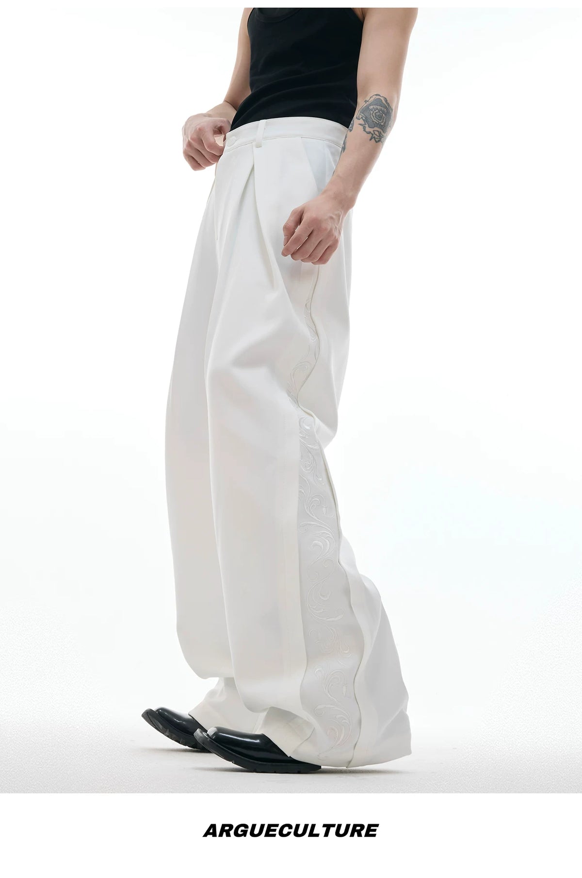 Relaxed Wide-Leg Embroidered Trousers | Avant-Garde - description image 17