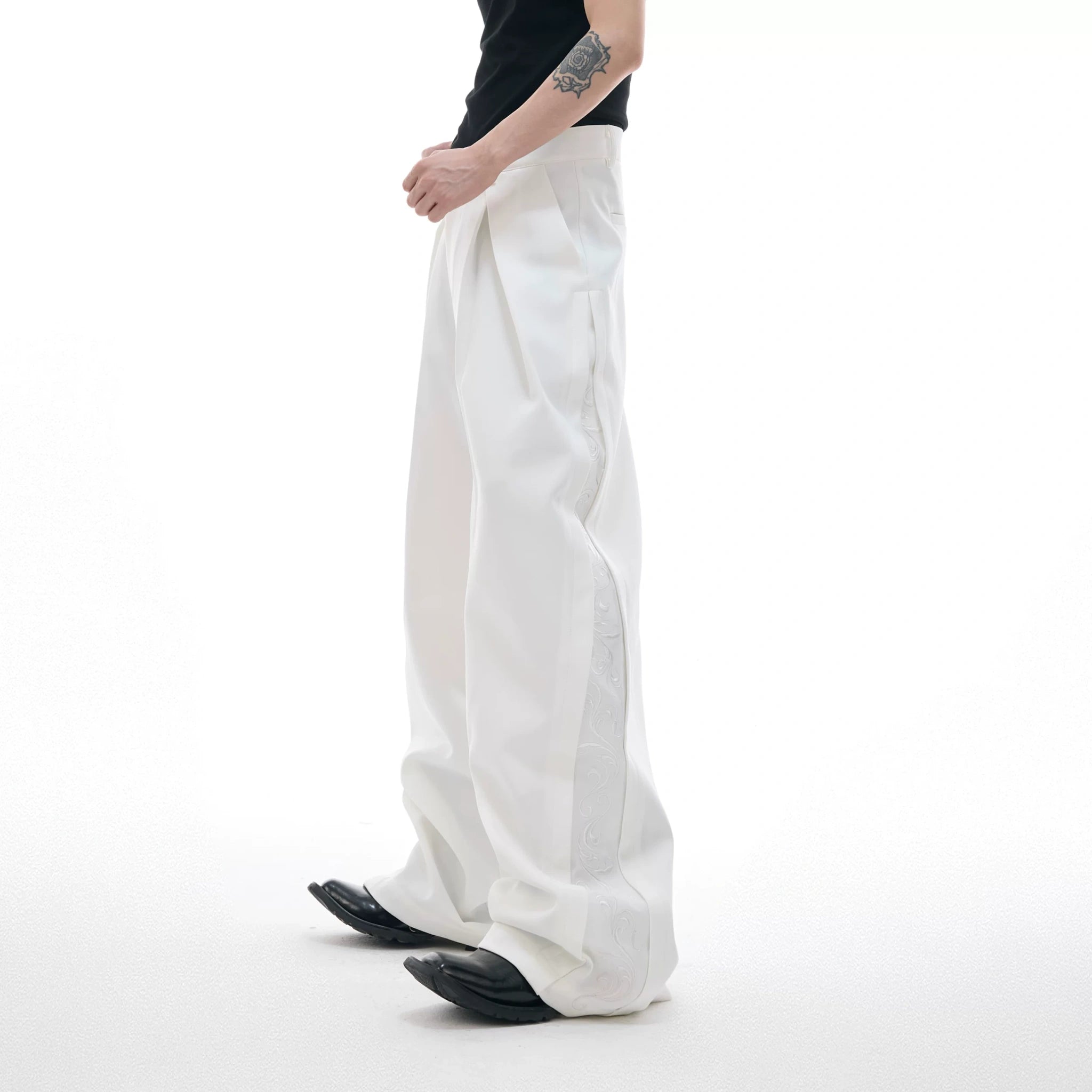 Relaxed Wide-Leg Embroidered Trousers | Avant-Garde - main image 3
