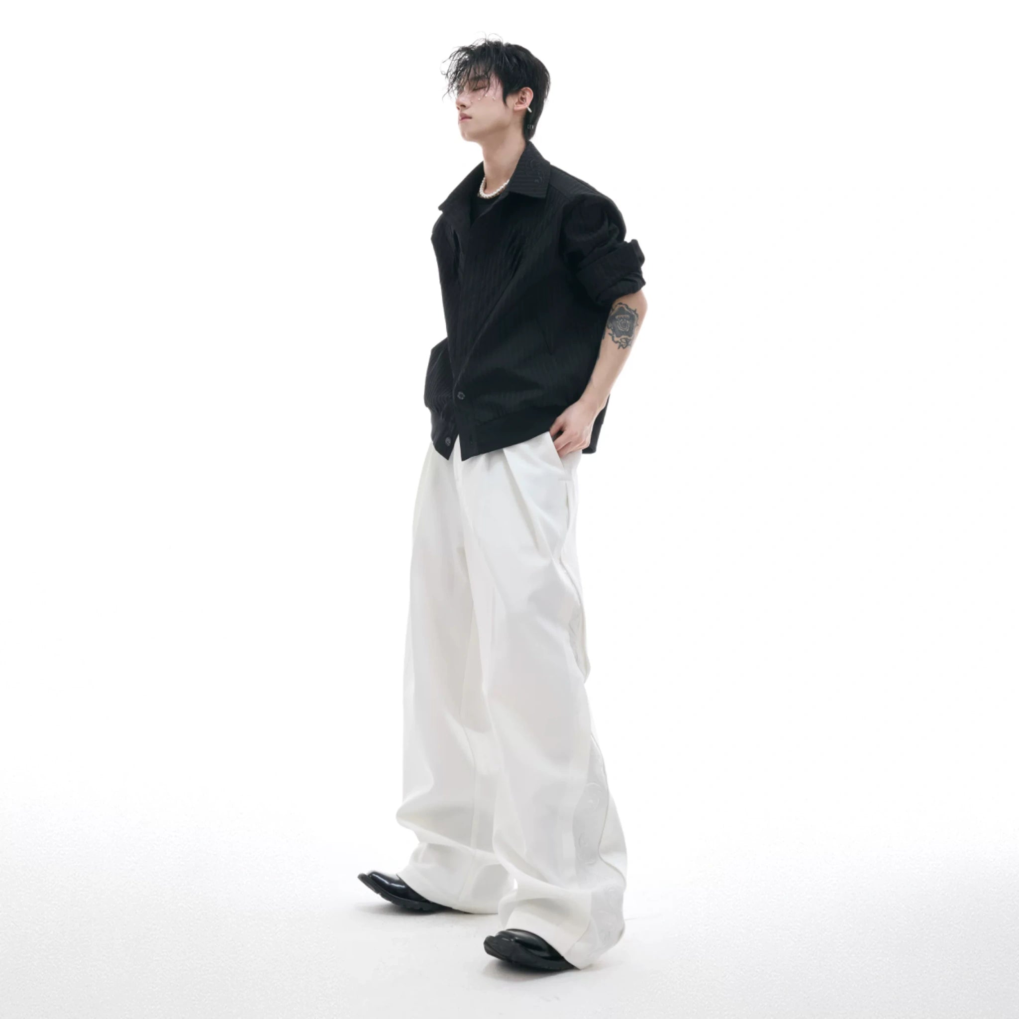 Relaxed Wide-Leg Embroidered Trousers | Avant-Garde - main image 5